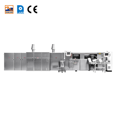 PLC 제어 된 달걀 롤 생산 라인 1.5KW 베이킹 머신용 자동 웨플 롤